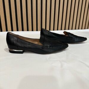 Franco Sarto Women’s Black Leather Loafers Flat Shoes US 6.5